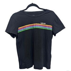 Levi's Rainbow Black TShirt Gunge Pride Skater Denim Size Large